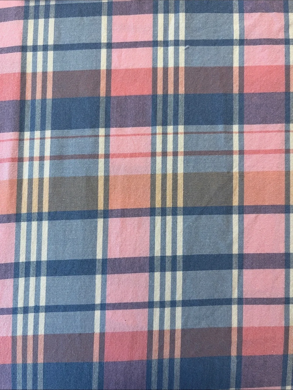 J. Crew Men’s Slim Flex Washed Pink and Blue Plaid Cotton Button-Down Shirt